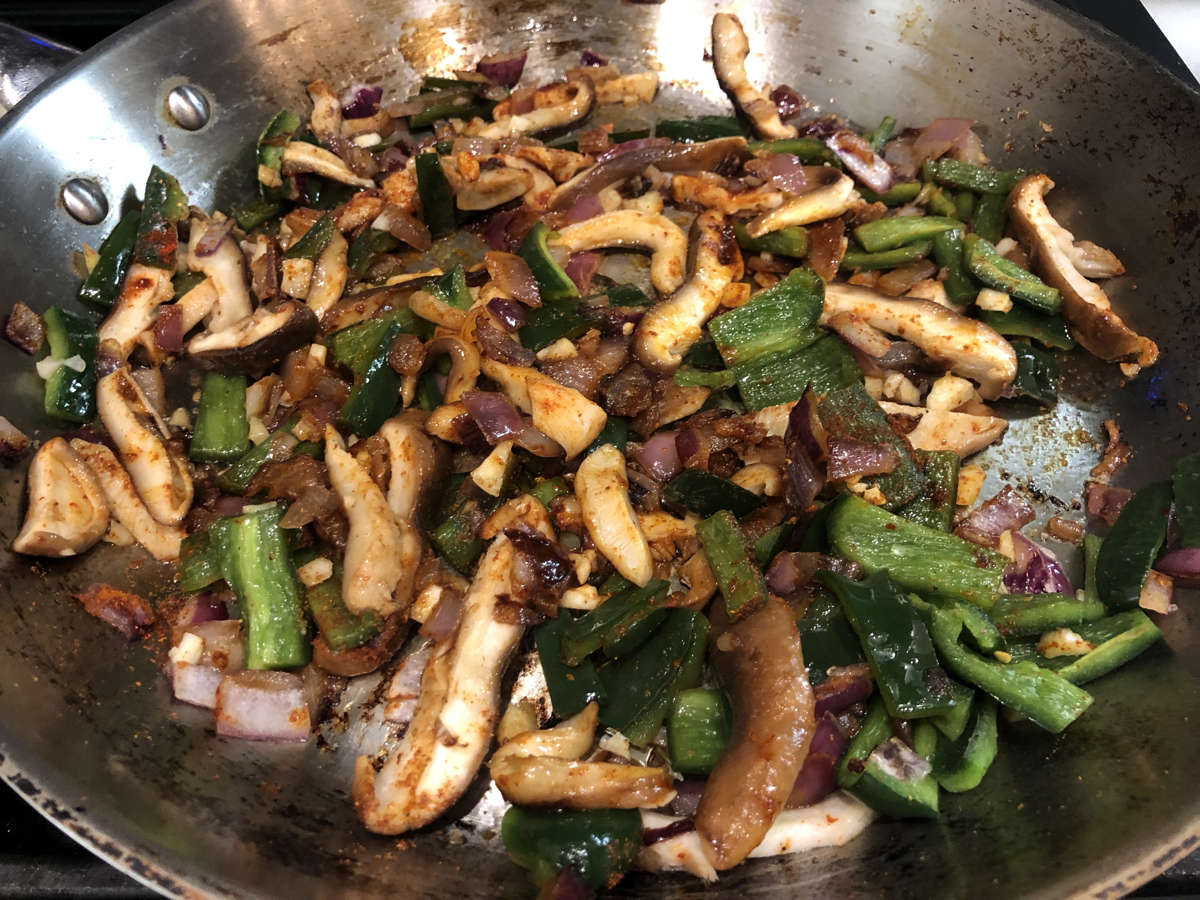 Sautéed vegetables in the frying pan