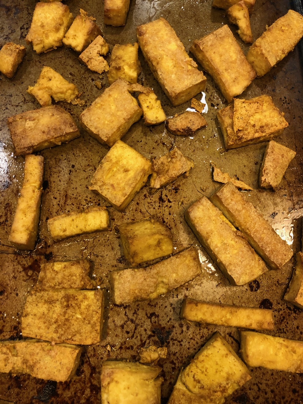 Palak tofu is baked