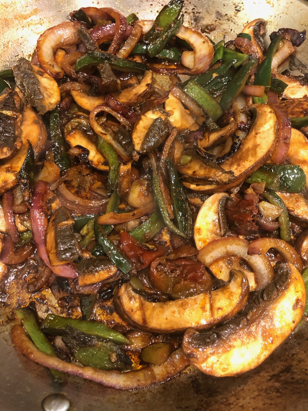 Your vegan portobello mushroom fajitas are almost ready!