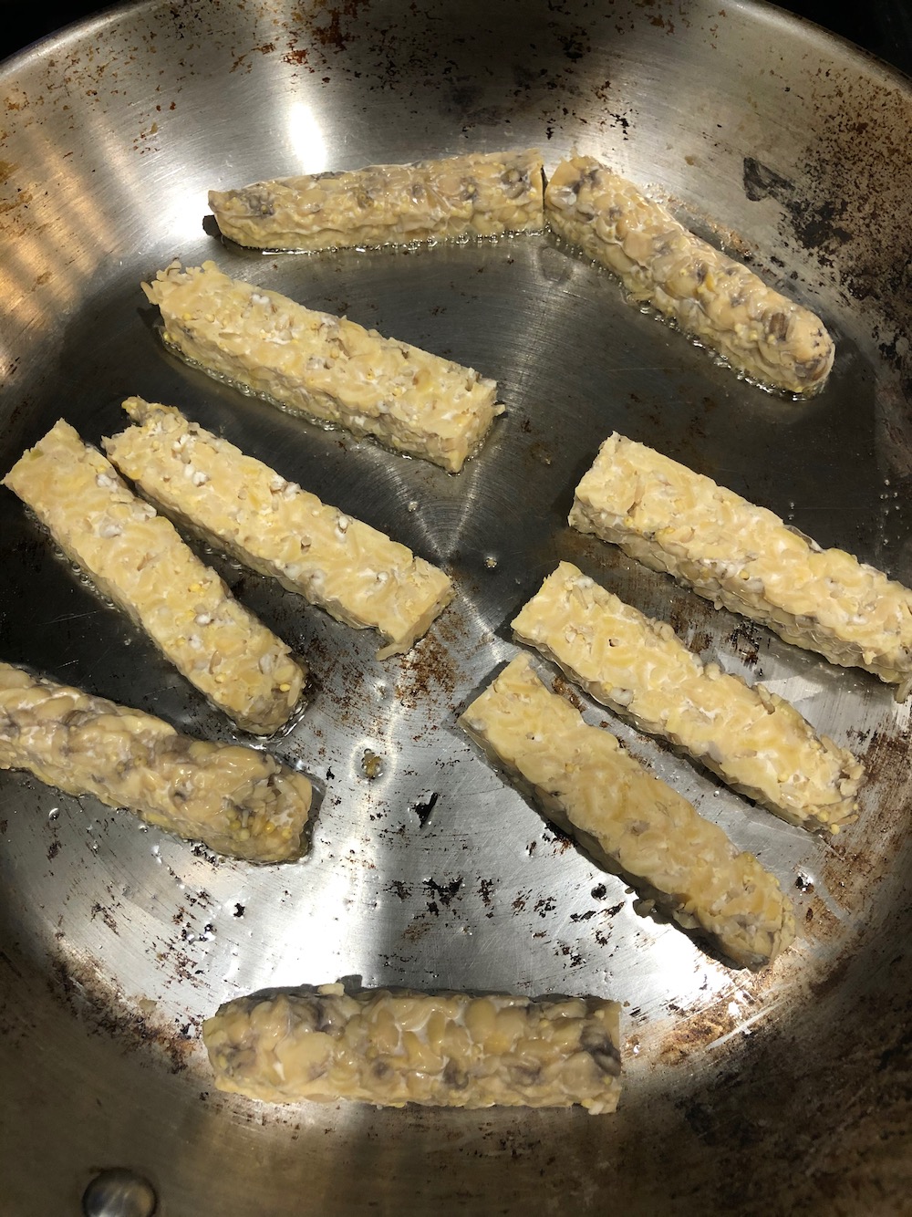 Vegan Tempeh is frying