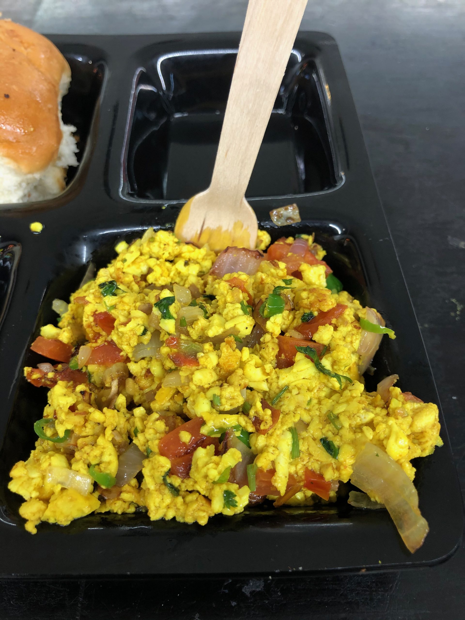 Delicious Egg Bhaji at the New Delhi airport.